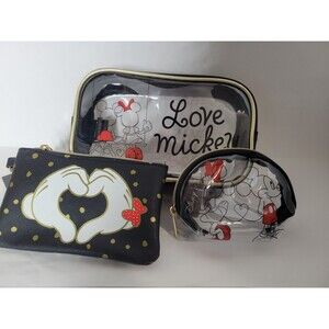 Mickey And Minnie 3 Piece Cosmetic Bag Set